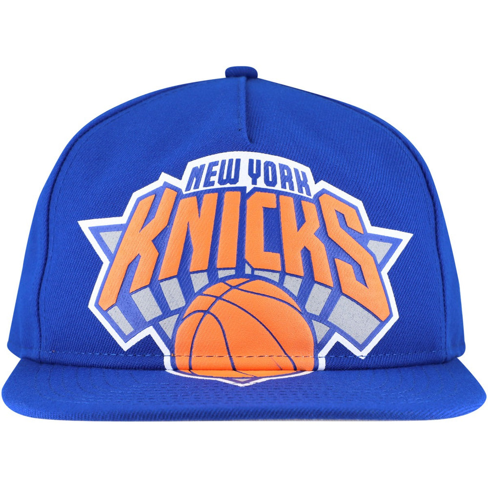 New York Knicks Oversized Puff Print Logo Golfer Snapback Hat - Blue | New Era for sale