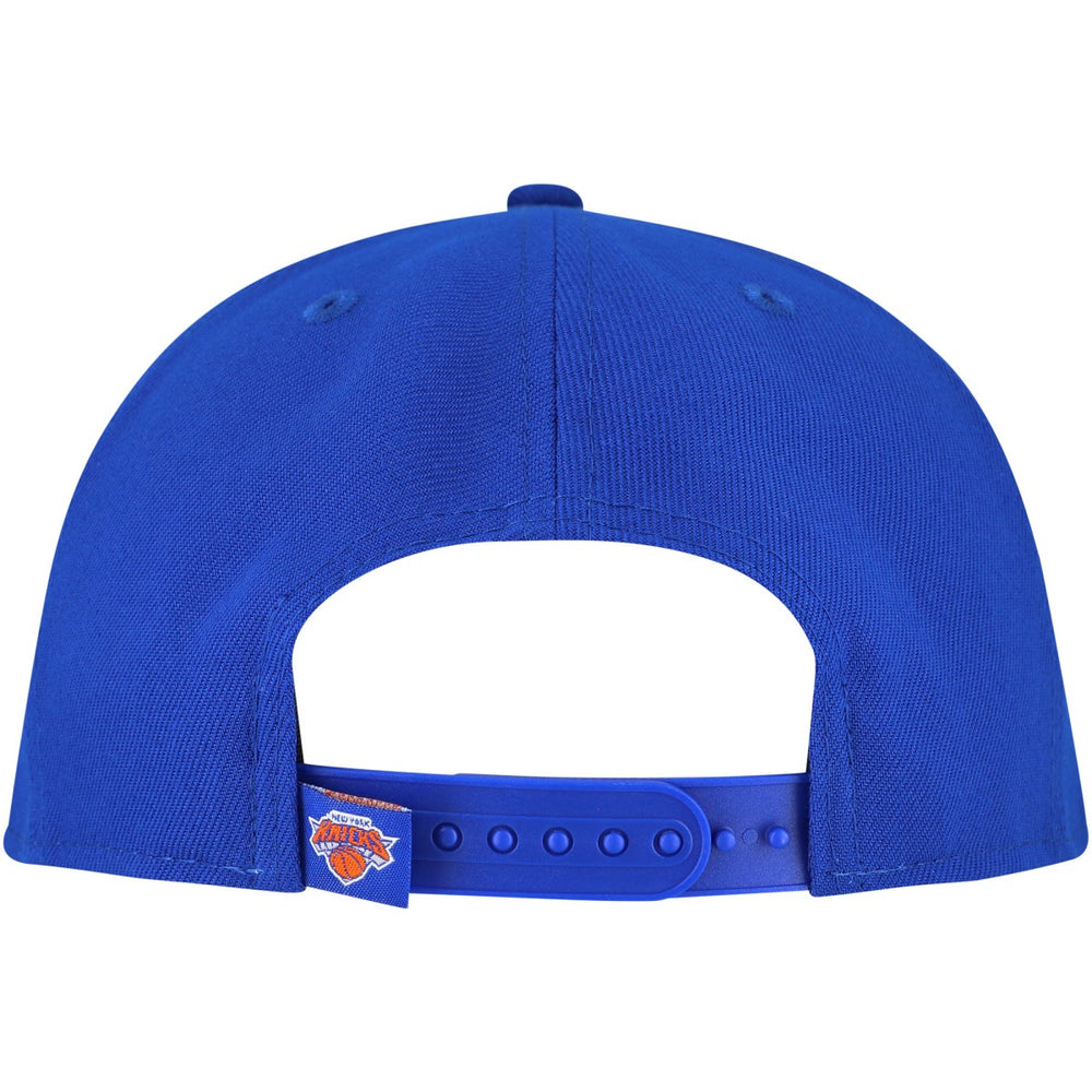 New York Knicks Oversized Puff Print Logo Golfer Snapback Hat - Blue | New Era for sale
