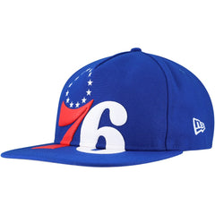 Philadelphia 76ers Oversized Puff Print Logo Golfer Snapback Hat - Royal | New Era sale