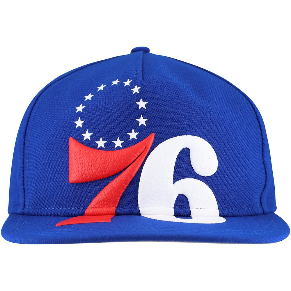 Philadelphia 76ers Oversized Puff Print Logo Golfer Snapback Hat - Royal | New Era sale