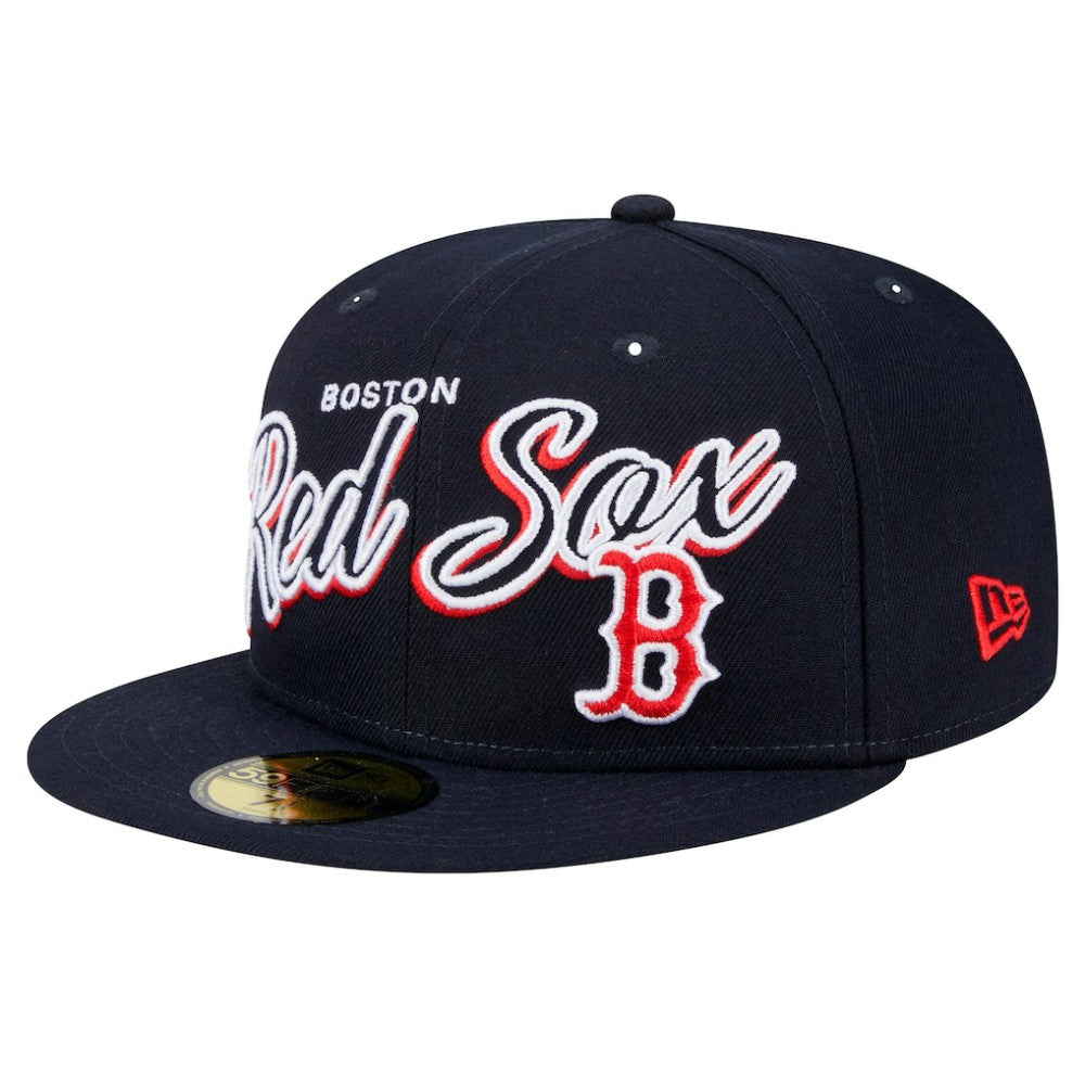 Boston Red Sox Script Sided 59FIFTY Fitted Hat - Navy | New Era