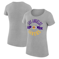 Los Angeles Lakers G-III 4Her by Carl Banks Women's Super-Slim Fit Lightweight Large City Logo T-Shirt - Heather Gray discount