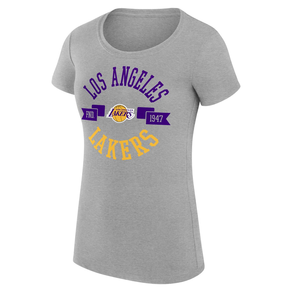 Los Angeles Lakers G-III 4Her by Carl Banks Women's Super-Slim Fit Lightweight Large City Logo T-Shirt - Heather Gray discount