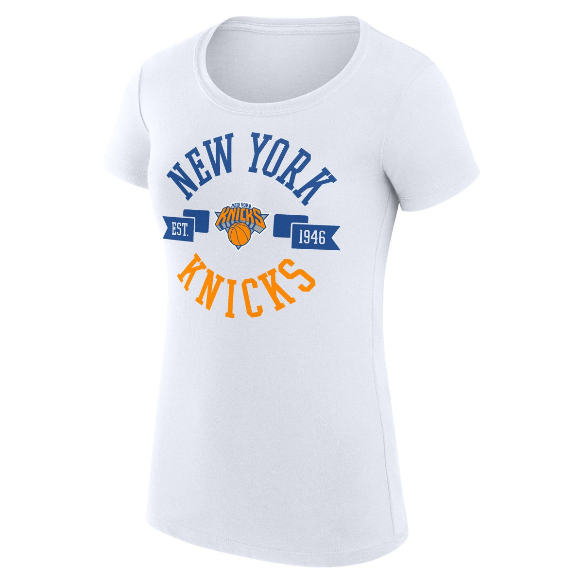 New York Knicks G-III 4Her by Carl Banks Women's Super-Slim Fit Lightweight Large City Logo T-Shirt - White shop