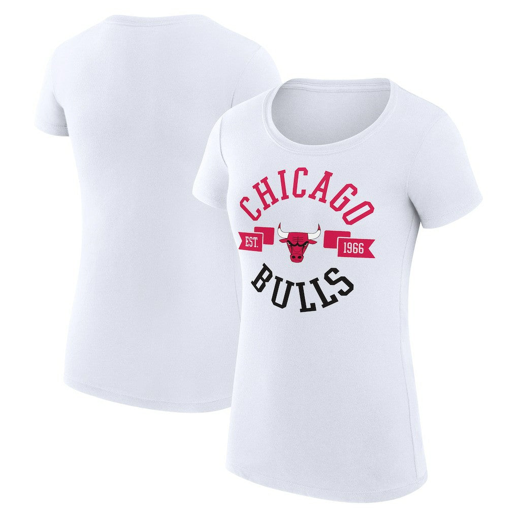 Chicago Bulls G-III 4Her by Carl Banks Women's Super-Slim Fit Lightweight Large City Logo T-Shirt sale - White discount