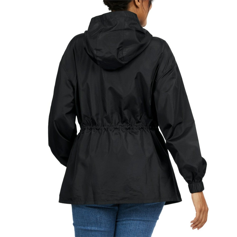Atlanta Braves WEAR by Erin Andrews Women's Full-Zip Windbreaker Hoodie Jacket - Black