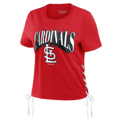St. Louis Cardinals WEAR by Erin Andrews Women's Side Lace-Up Cropped T-Shirt - Red