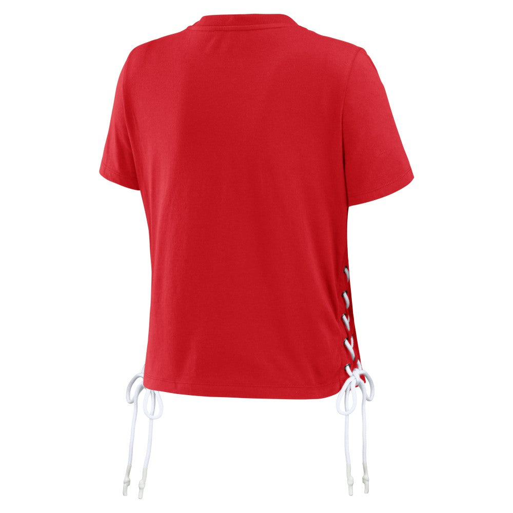 St. Louis Cardinals WEAR by Erin Andrews Women's Side Lace-Up Cropped T-Shirt - Red