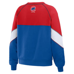 Chicago Cubs WEAR by Erin Andrews Women's Color Block Crew Neck Pullover Sweatshirt - Red/Royal