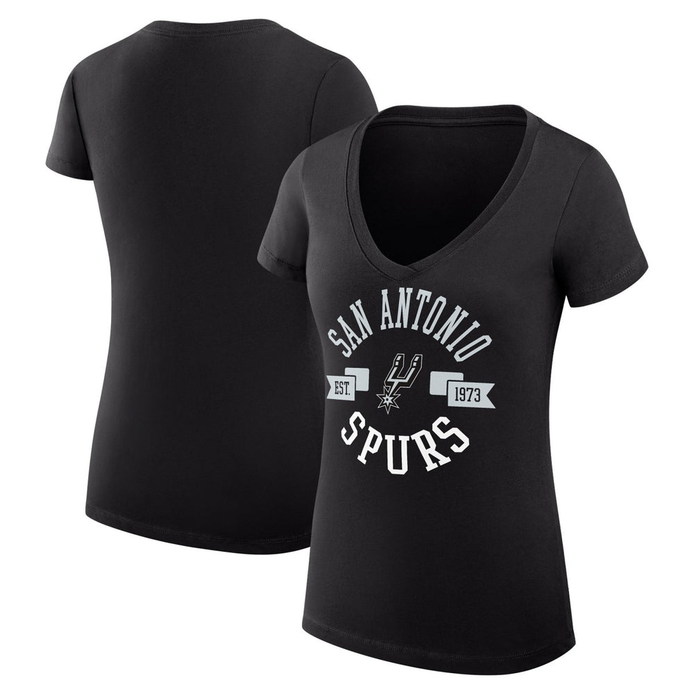 San Antonio Spurs G-III 4Her by Carl Banks Women's Super-Slim Fit Lightweight Large City Logo V-Neck T-Shirt - Black discount
