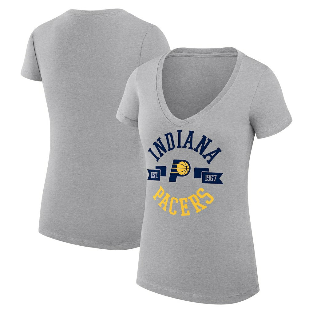 Indiana Pacers G-III 4Her by Carl Banks Women's Super-Slim Fit Lightweight Large City Logo V-Neck T-Shirt - Heather Gray on sale