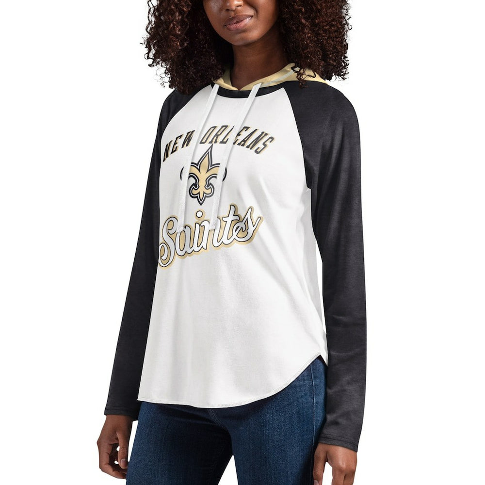 NFL New Orleans Saints G-III 4Her by Carl Banks Women's MVP Raglan Hooded Long Sleeve T-Shirt