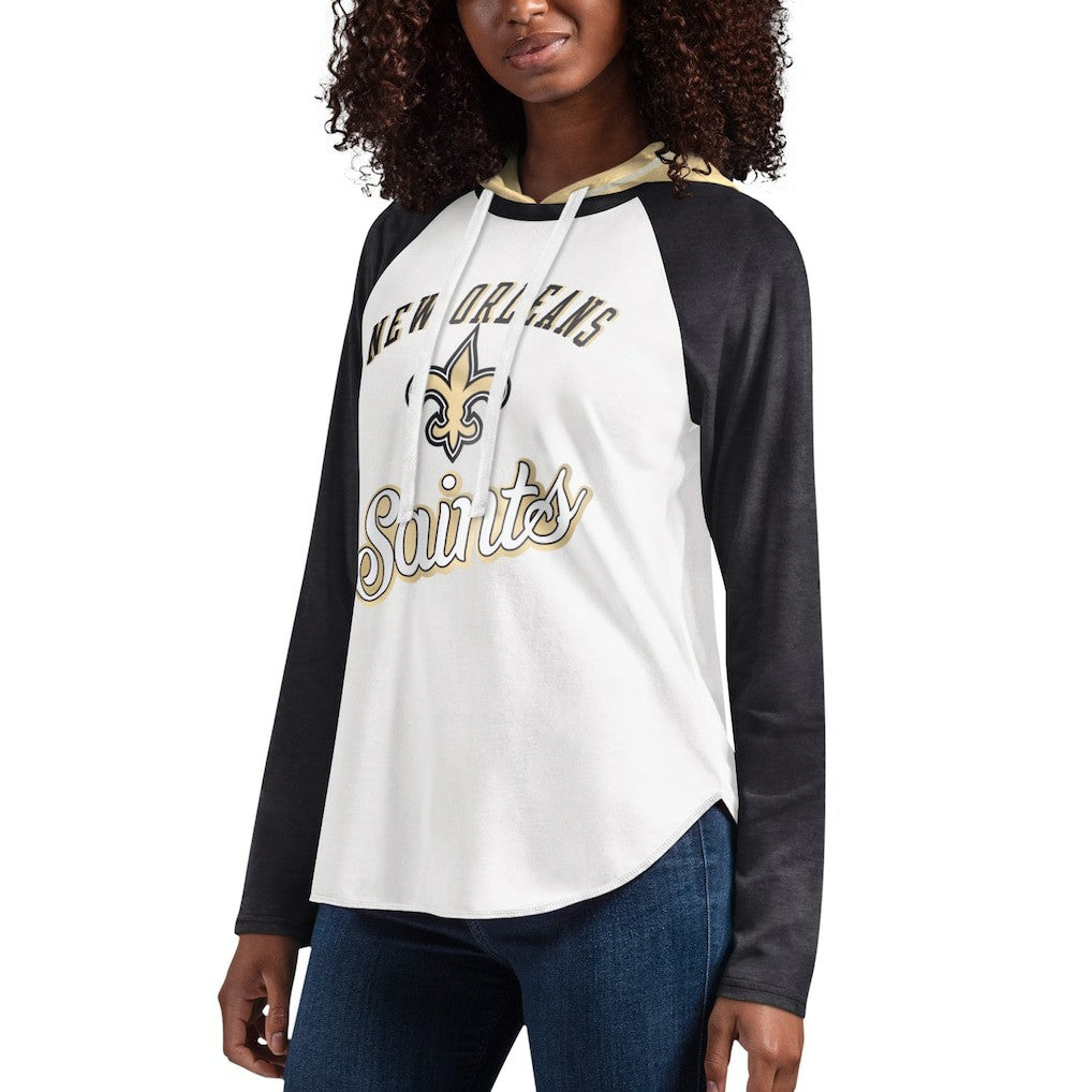 NFL New Orleans Saints G-III 4Her by Carl Banks Women's MVP Raglan Hooded Long Sleeve T-Shirt