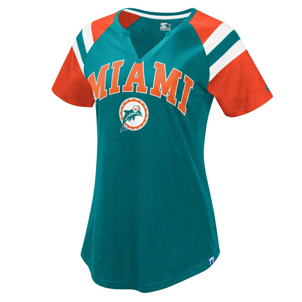 NFL Miami Dolphins Starter Women's Game On Notch Neck Raglan T-Shirt