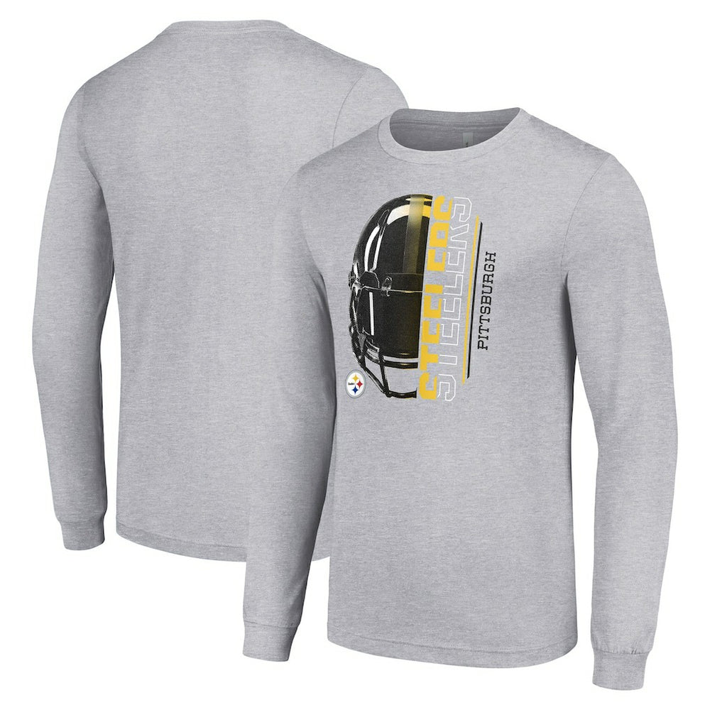 NFL Pittsburgh Steelers Starter Half Helmet Logo Long Sleeve Heathered T-Shirt
