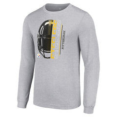 NFL Pittsburgh Steelers Starter Half Helmet Logo Long Sleeve Heathered T-Shirt