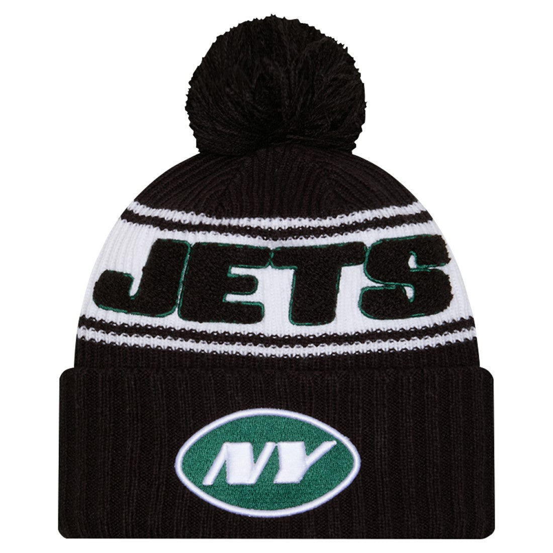 NFL New York Jets Youth 2024/25 Sideline Cuffed Knit Hat with Pom