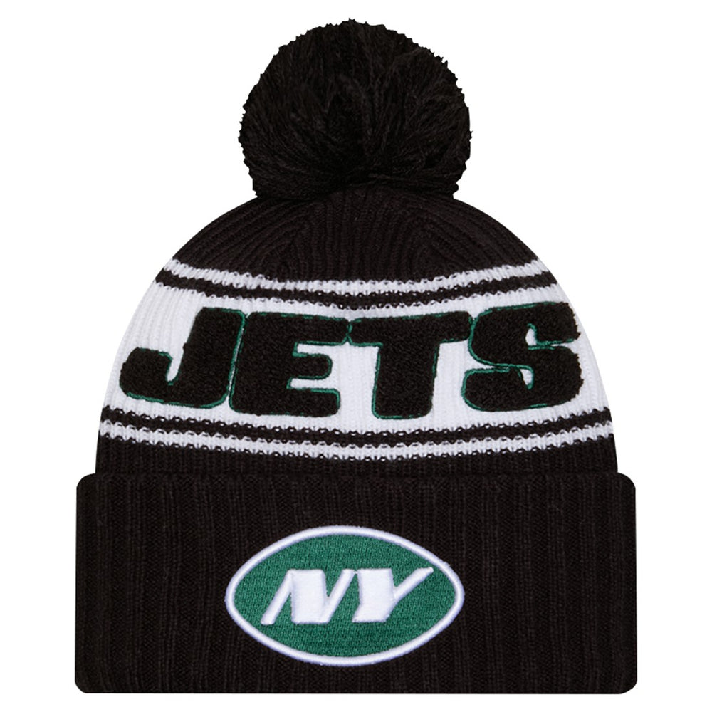 NFL New York Jets Youth 2024/25 Sideline Cuffed Knit Hat with Pom
