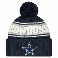 NFL Dallas Cowboys Youth 2024/25 Sideline Cuffed Knit Hat with Pom