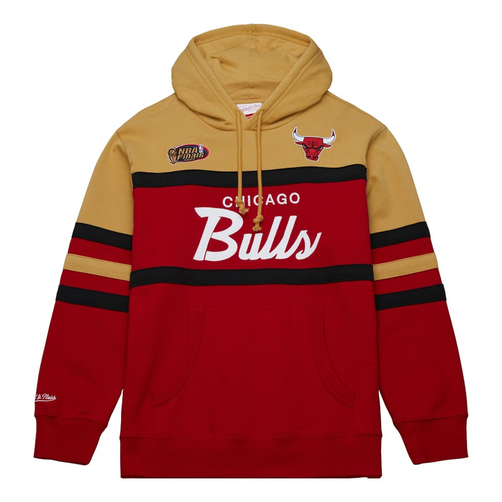 Chicago Bulls Head Coach Pullover Hoodie - Red/Gold | Mitchell & Ness for sale