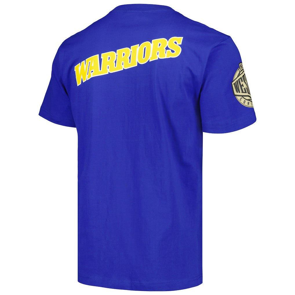 Golden State Warriors Hardwood Classics Team OG 2.0 Premium Vintage Logo T-Shirt sale - Royal | Mitchell & Ness for sale