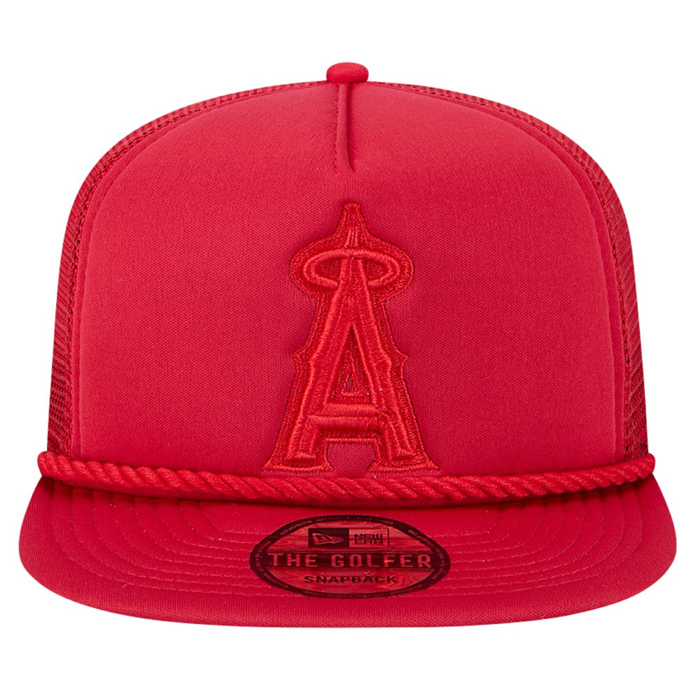 Los Angeles Angels Tone Foam Meshback Golfer Snapback Hat - Red | New Era