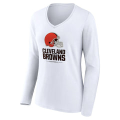 NFL Cleveland Browns Women's Team Lockup Long Sleeve V-Neck T-Shirt
