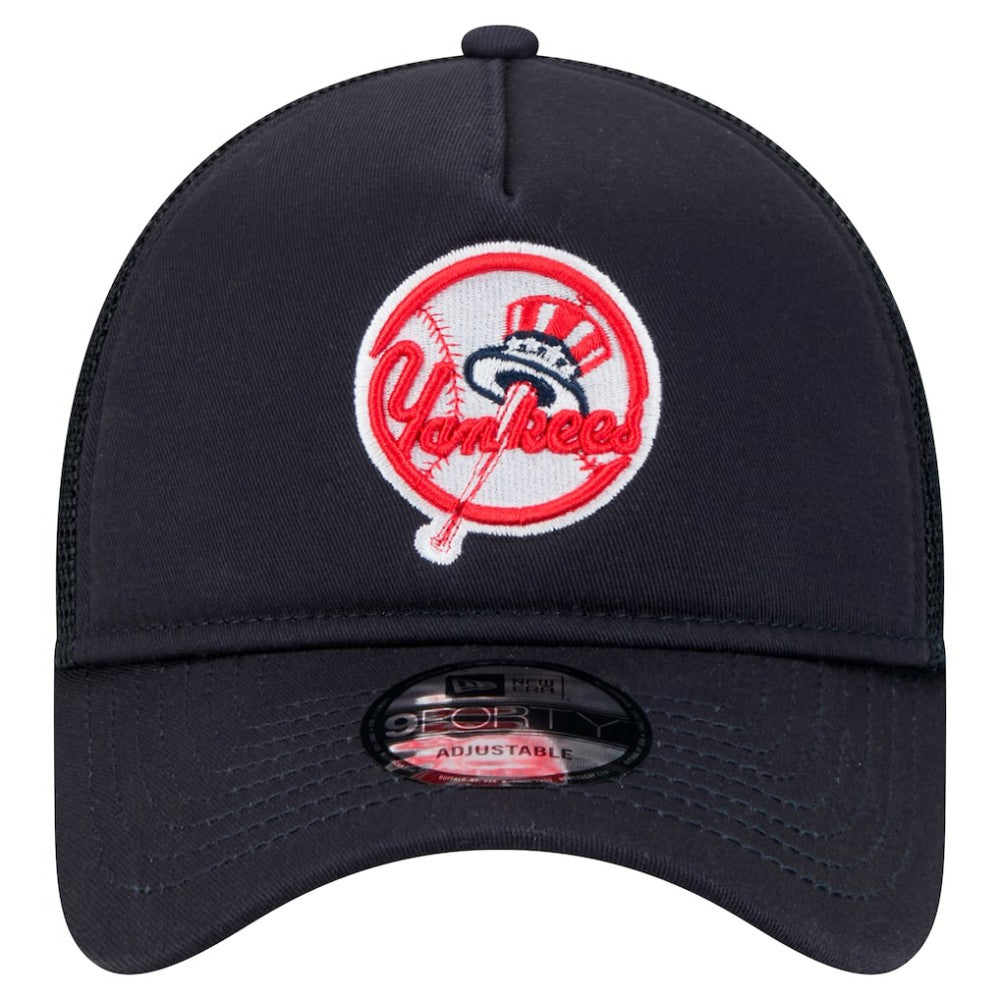 New York Yankees 9FORTY A-Frame Trucker Adjustable Hat - Navy | New Era