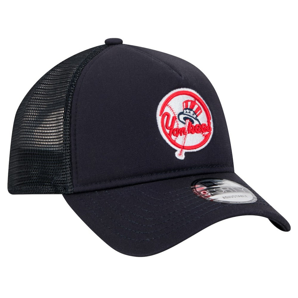 New York Yankees 9FORTY A-Frame Trucker Adjustable Hat - Navy | New Era
