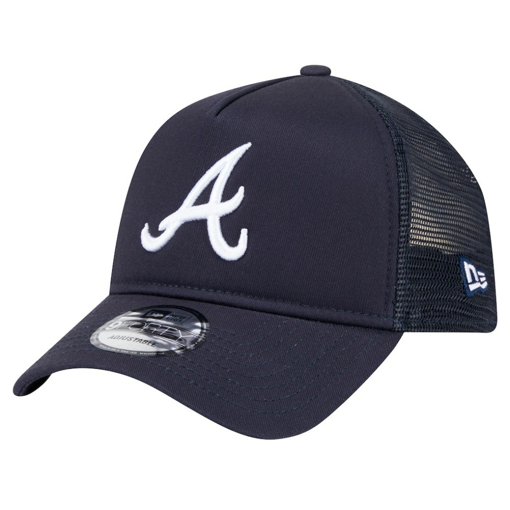 Atlanta Braves 9FORTY A-Frame Trucker Adjustable Hat - Navy | New Era