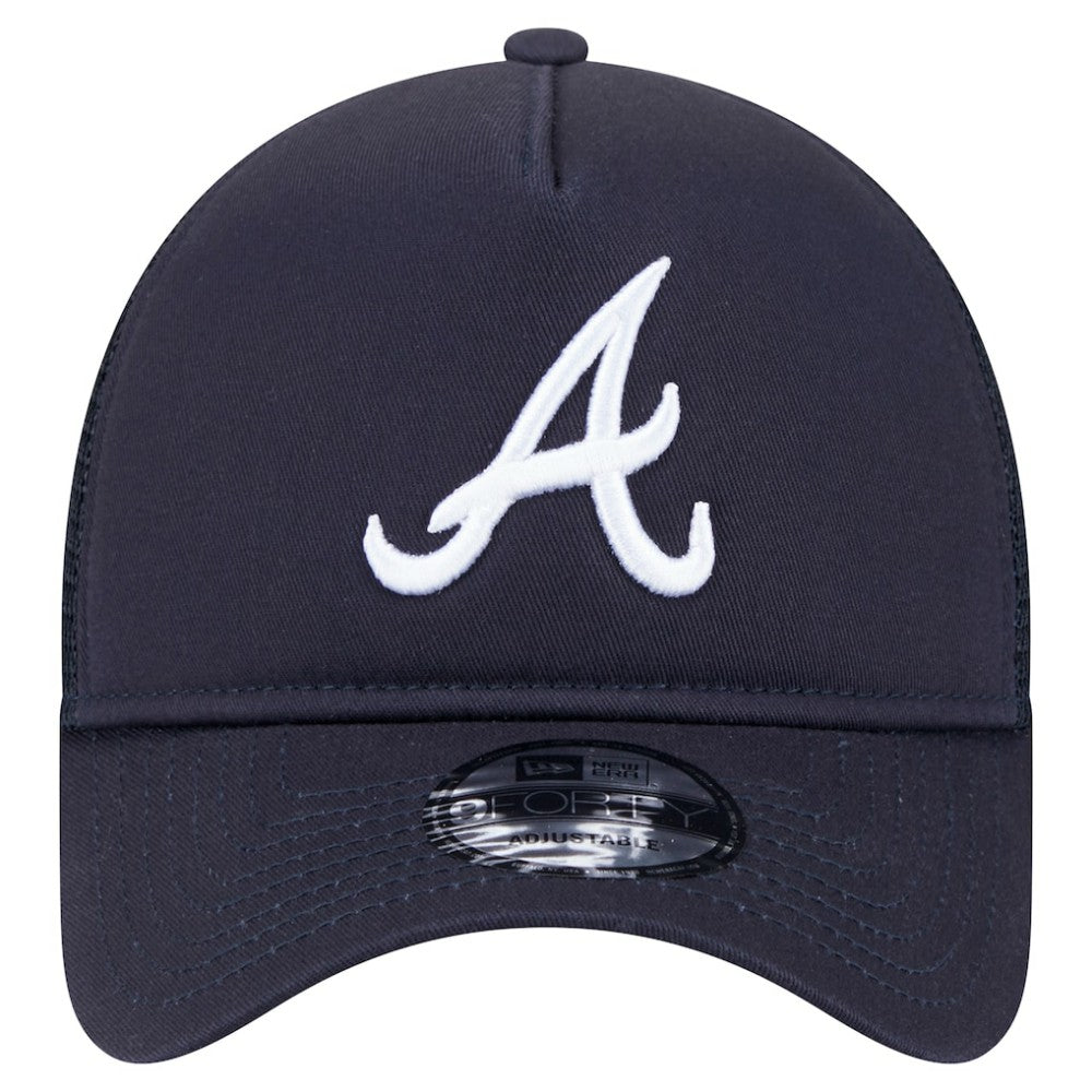 Atlanta Braves 9FORTY A-Frame Trucker Adjustable Hat - Navy | New Era