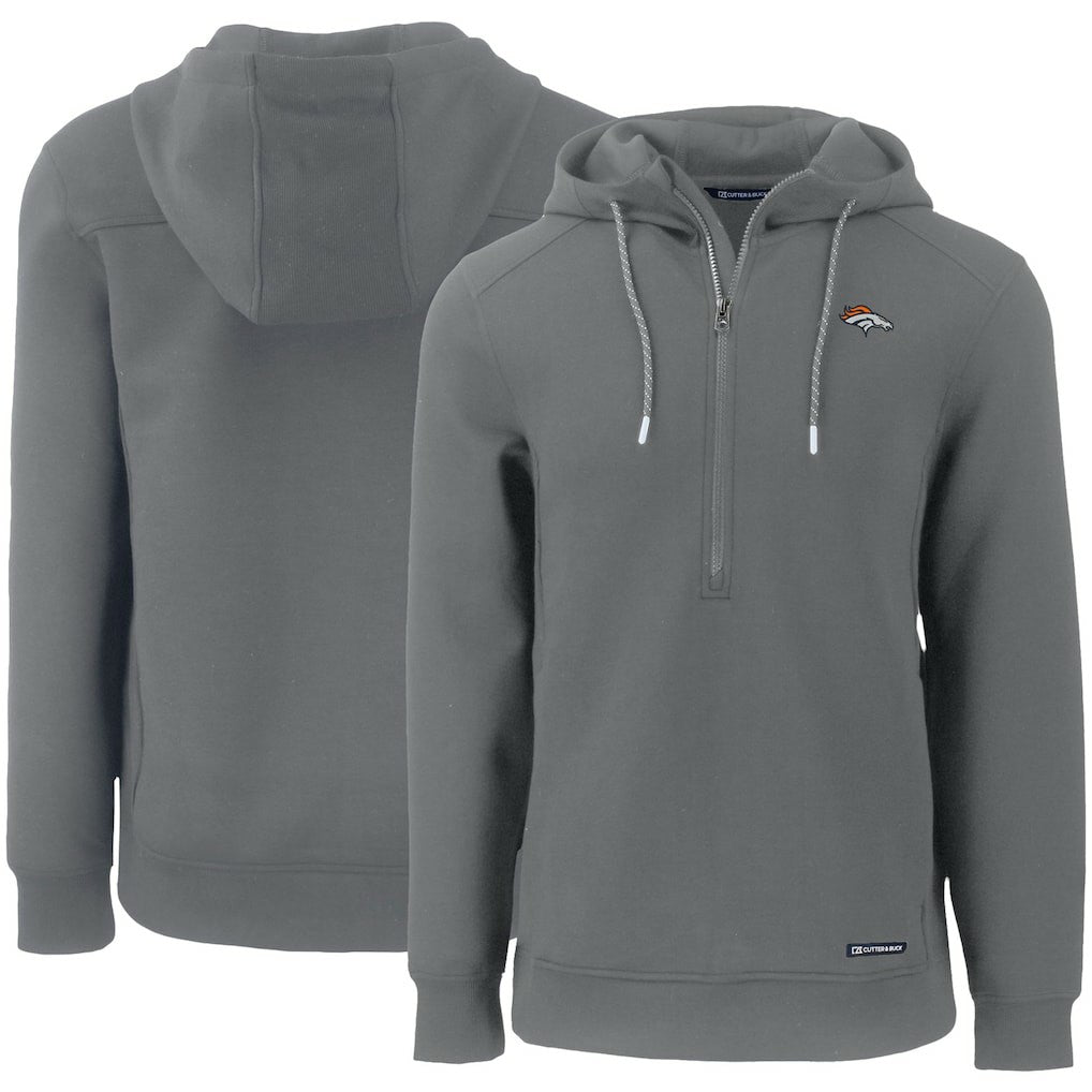 NFL Denver Broncos Cutter & Buck Primary Mark Roam Eco Recycled Half-Zip Pullover Hoodie