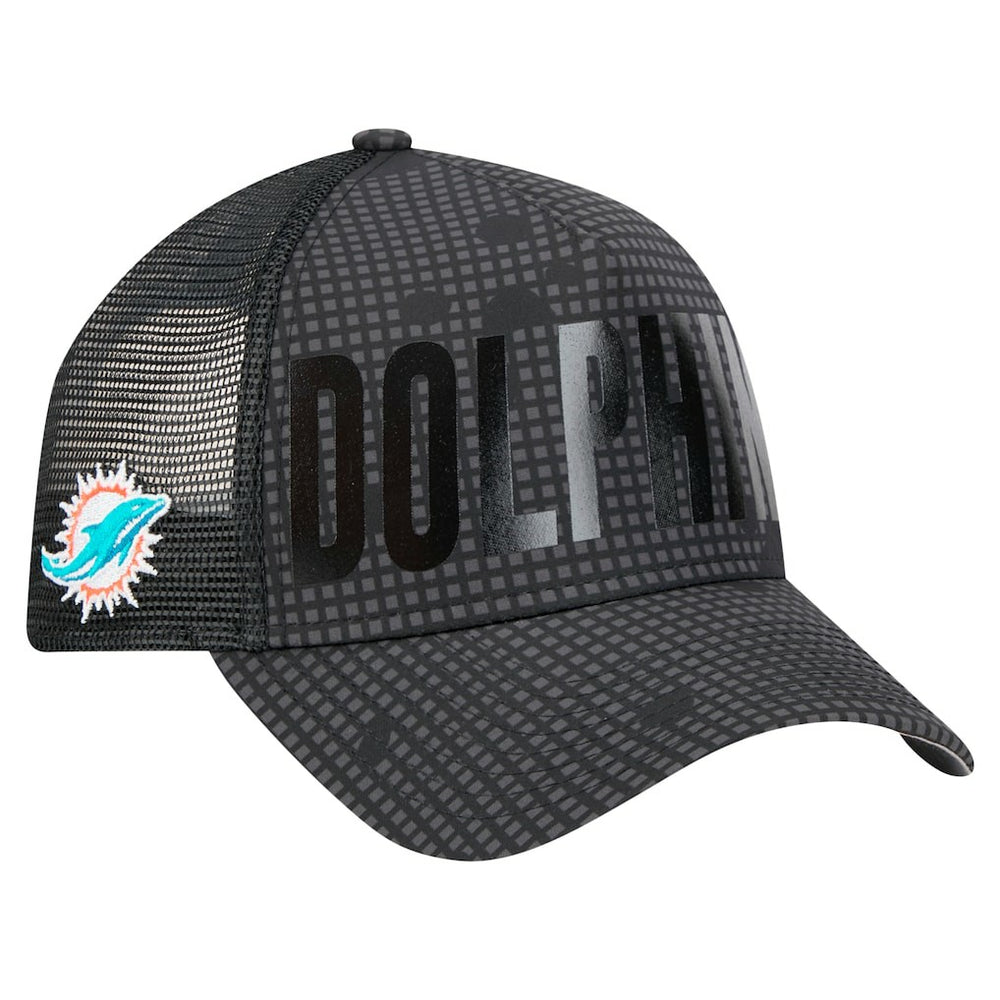 NFL Miami Dolphins Midnight Ink Tonal Text A-Frame Trucker 9FORTY Adjustable Hat