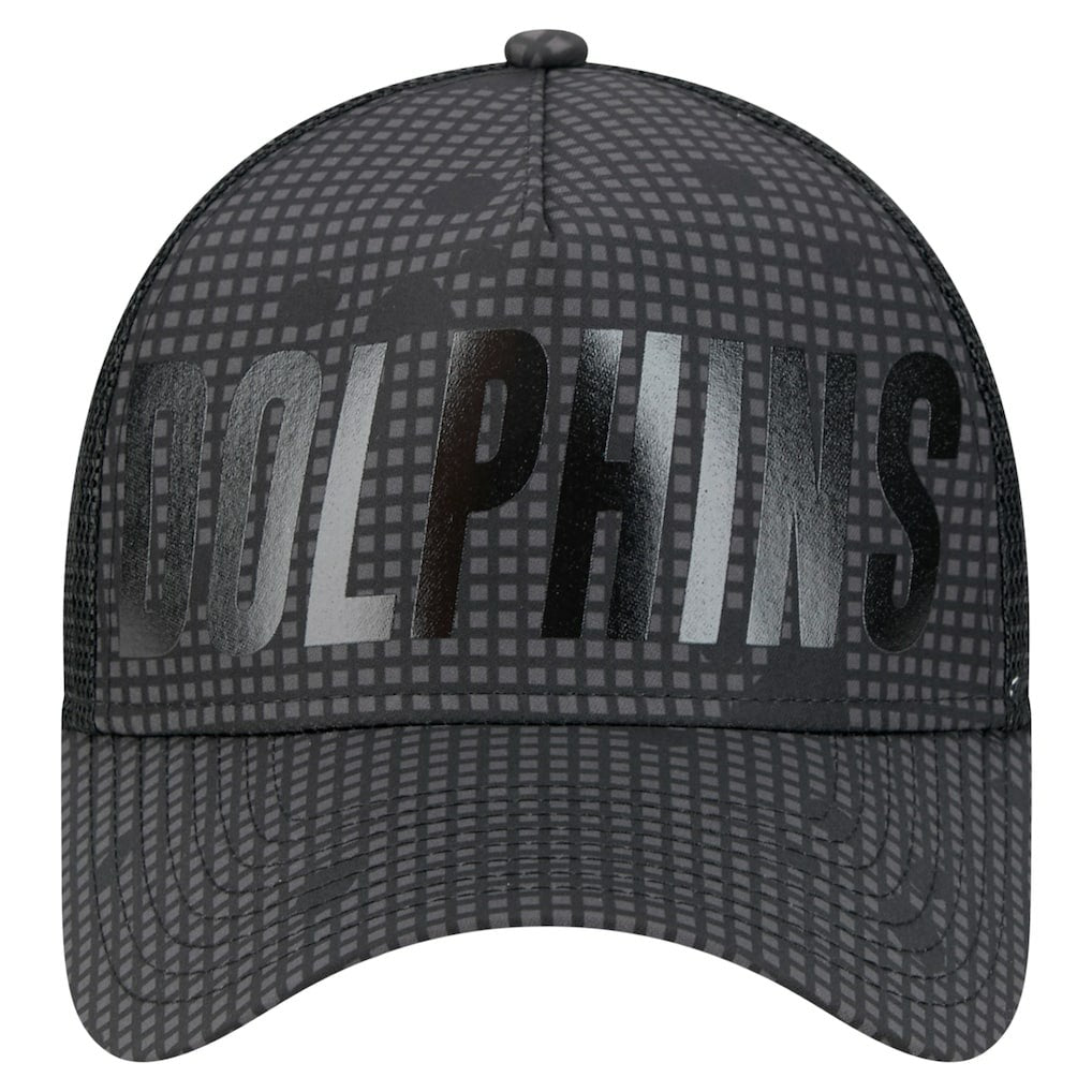 NFL Miami Dolphins Midnight Ink Tonal Text A-Frame Trucker 9FORTY Adjustable Hat
