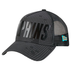 NFL Miami Dolphins Midnight Ink Tonal Text A-Frame Trucker 9FORTY Adjustable Hat
