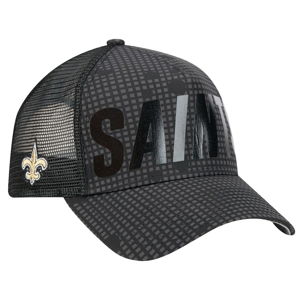 NFL New Orleans Saints Midnight Ink Tonal Text A-Frame Trucker 9FORTY Adjustable Hat