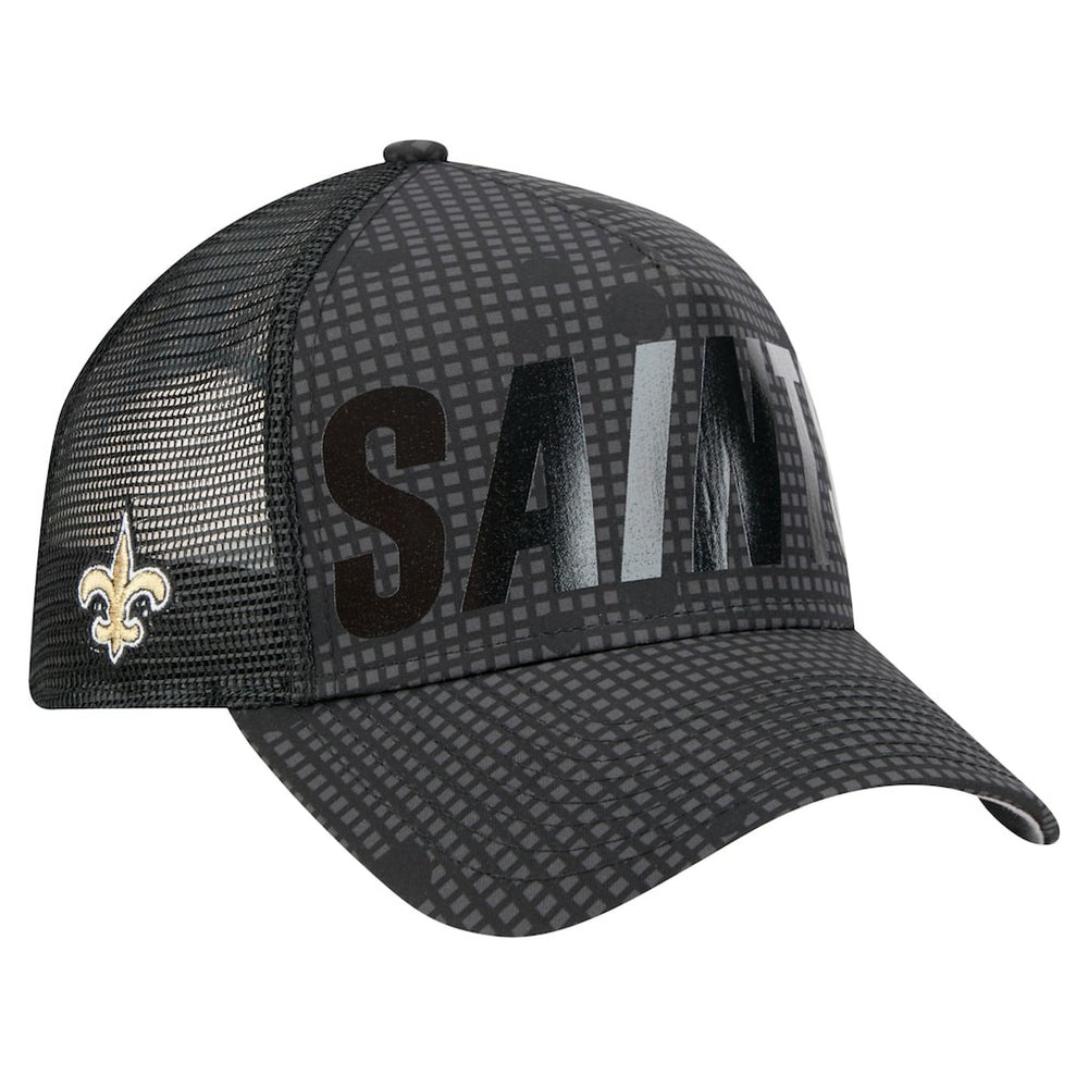 NFL New Orleans Saints Midnight Ink Tonal Text A-Frame Trucker 9FORTY Adjustable Hat