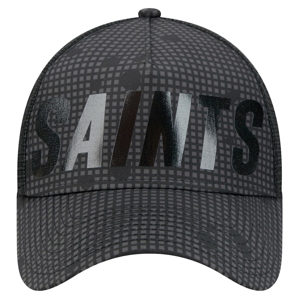 NFL New Orleans Saints Midnight Ink Tonal Text A-Frame Trucker 9FORTY Adjustable Hat