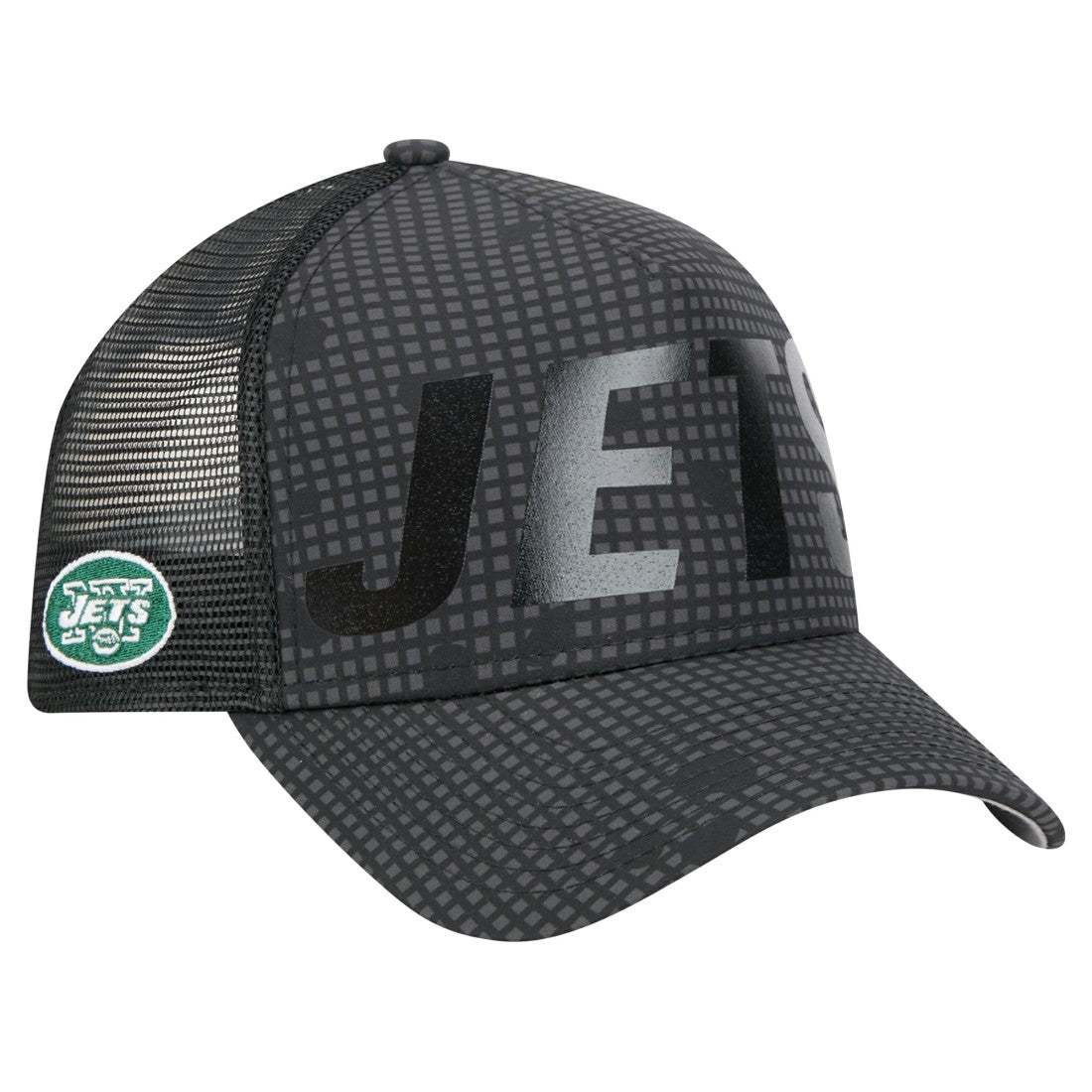 NFL New York Jets Throwback Midnight Ink Tonal Text A-Frame Trucker 9FORTY Adjustable Hat