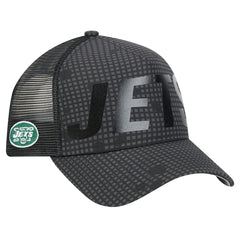 NFL New York Jets Throwback Midnight Ink Tonal Text A-Frame Trucker 9FORTY Adjustable Hat