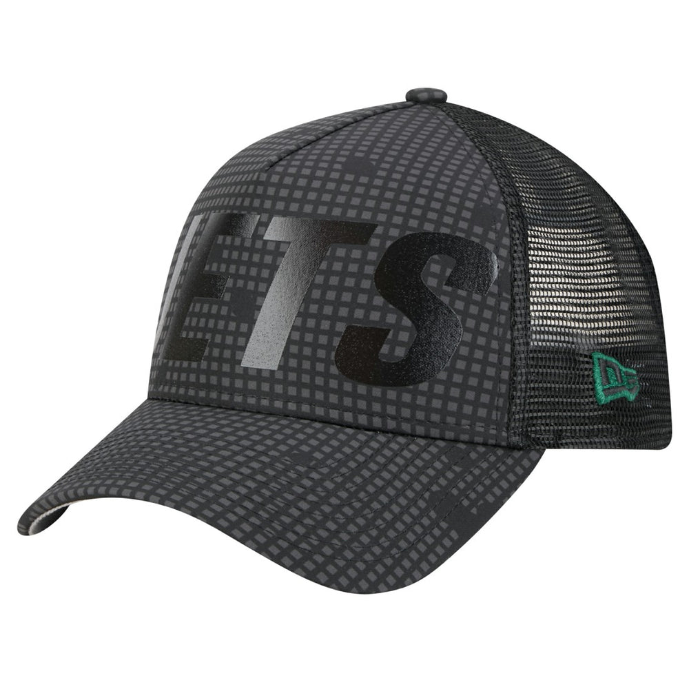 NFL New York Jets Throwback Midnight Ink Tonal Text A-Frame Trucker 9FORTY Adjustable Hat