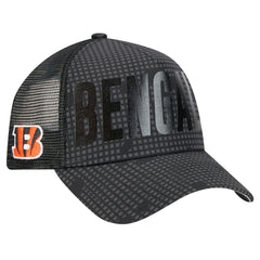 NFL Cincinnati Bengals Midnight Ink Tonal Text A-Frame Trucker 9FORTY Adjustable Hat