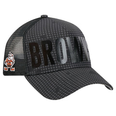 NFL Cleveland Browns Throwback Midnight Ink Tonal Text A-Frame Trucker 9FORTY Adjustable Hat