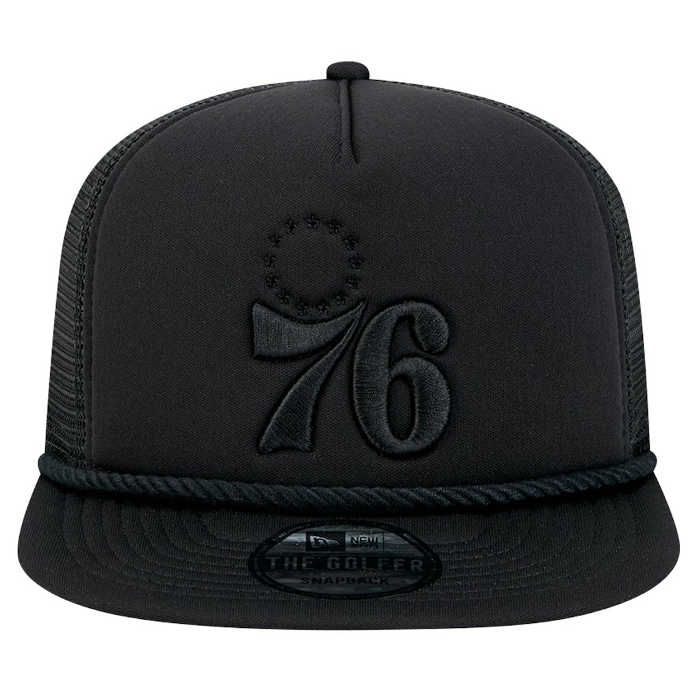 Philadelphia 76ers Tone Foam Meshback Golfer Snapback Hat - Black | New Era discount