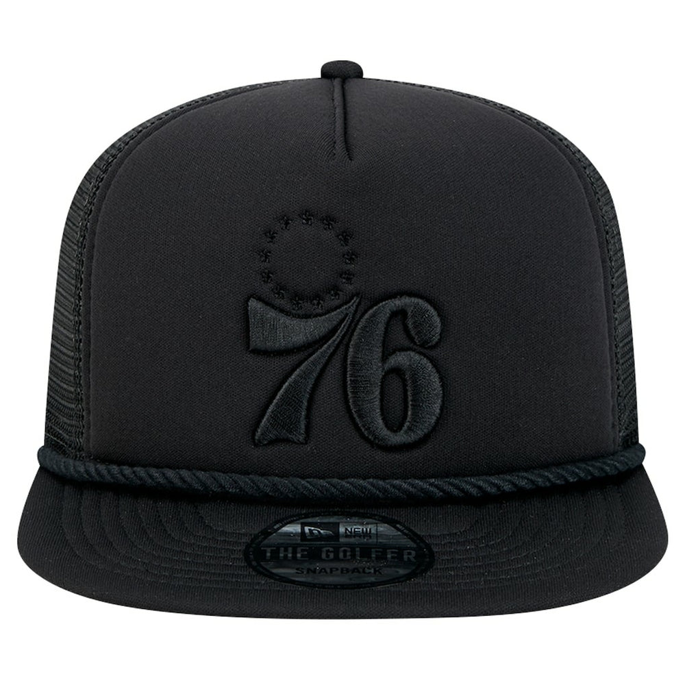 Philadelphia 76ers Tone Foam Meshback Golfer Snapback Hat - Black | New Era discount