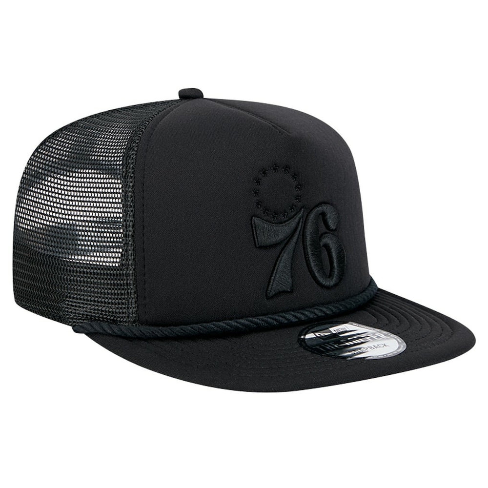 Philadelphia 76ers Tone Foam Meshback Golfer Snapback Hat - Black | New Era discount