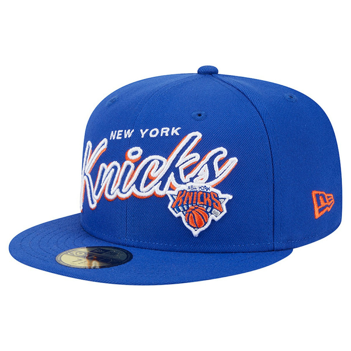 New York Knicks Sport Night Script Sided 59FIFTY Fitted Hat - Blue | New Era for sale