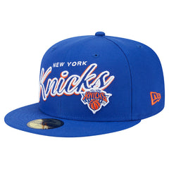New York Knicks Sport Night Script Sided 59FIFTY Fitted Hat - Blue | New Era for sale
