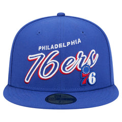 Philadelphia 76ers Sport Night Script Sided 59FIFTY Fitted Hat - Royal | New Era sale