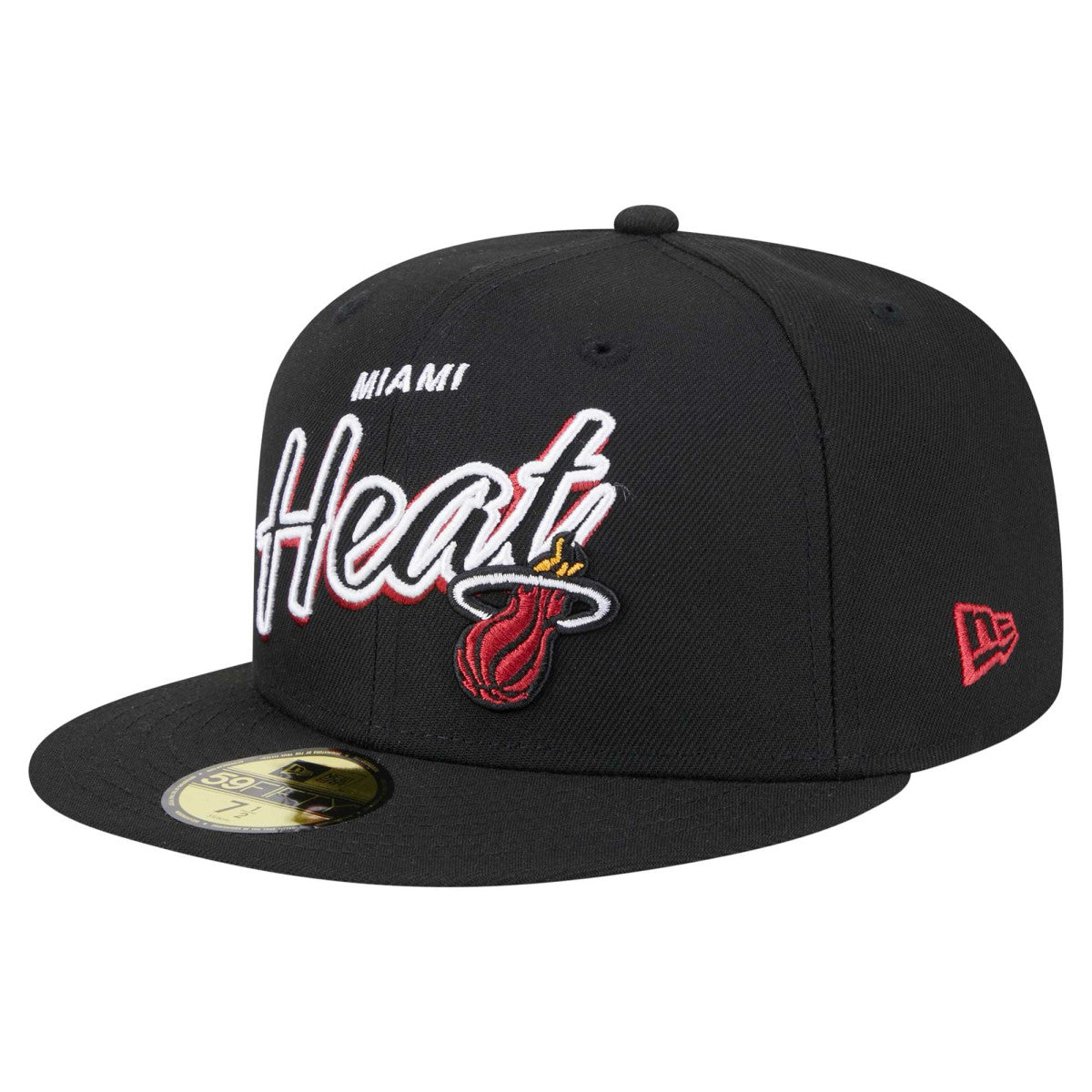 Miami Heat Sport Night Script Sided 59FIFTY Fitted Hat - Black | New Era discount